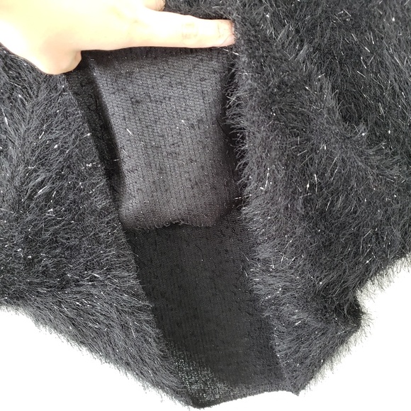 Le Queen Embellished Neck Fuzzy Oversized Sweater - Picture 6 of 7